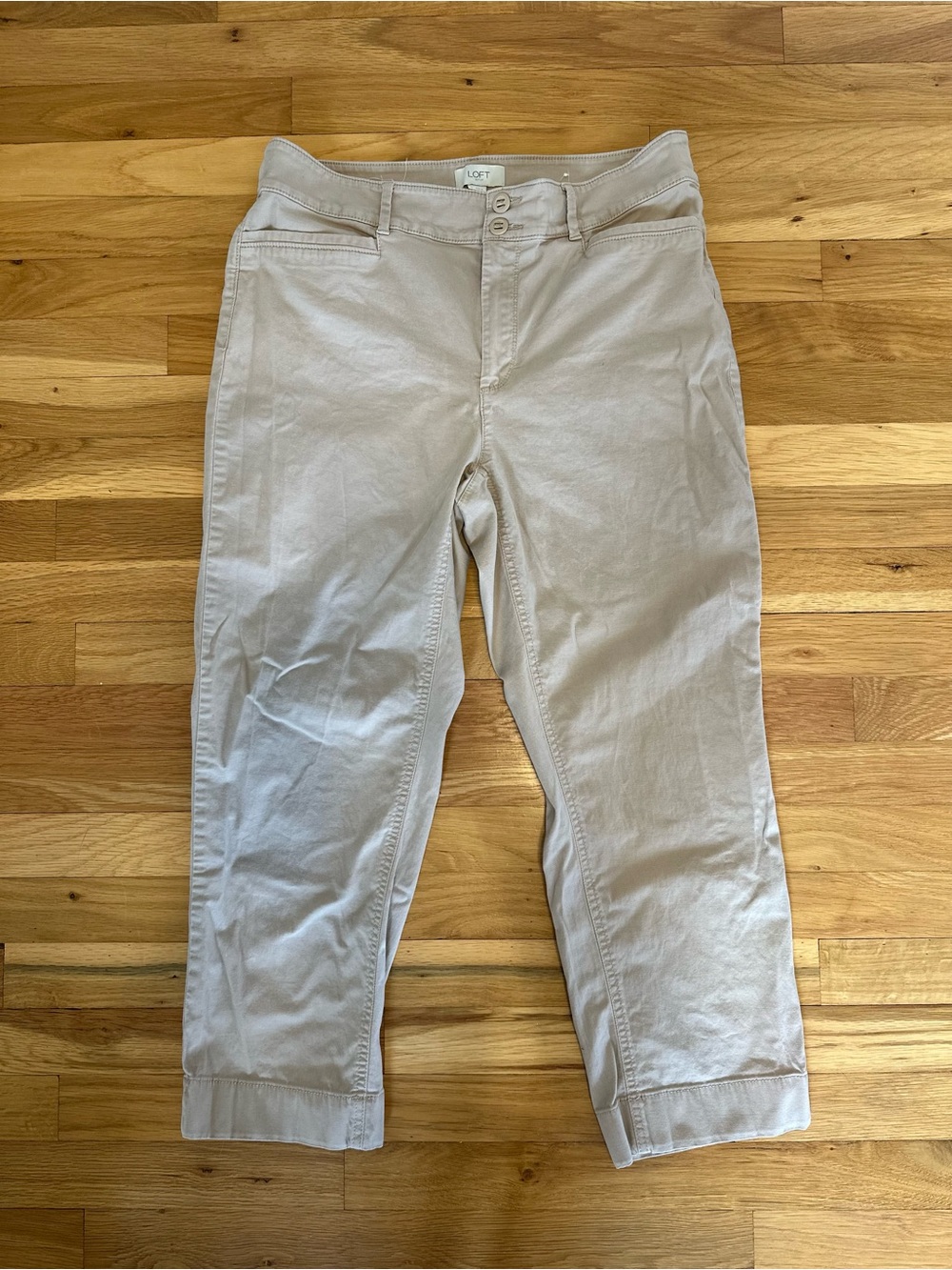 LOFT Outlet Size 10 Curvy Straight Cropped Khaki Pants 98% Cotton